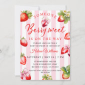 Coquette Strawberries Baby Shower Invitation Einladung (Vorderseite)