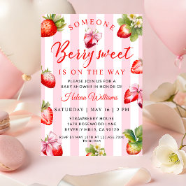 Coquette Strawberries Baby Shower Invitation Einladung