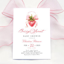 Coquette Strawberry Baby Dusche Einladung