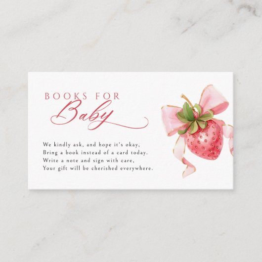 Coquette Strawberry Baby Showbücher für Baby Begleitkarte (Vorderseite)