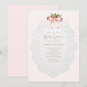 Coquette Strawberry Baby Shower Invitation Einladung (Vorne/Hinten)