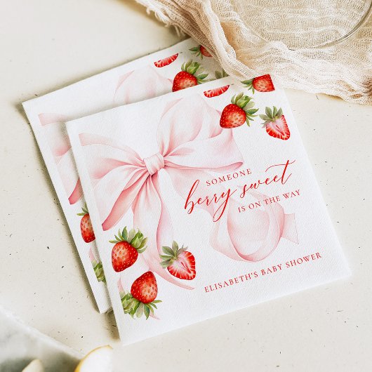 Coquette Strawberry Baby Shower Serviette