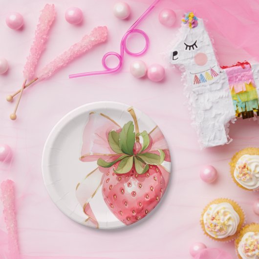 Coquette Strawberry Babydusche Pappteller (Party)