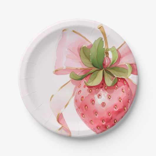 Coquette Strawberry Babydusche Pappteller (Vorderseite)