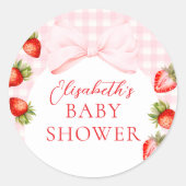 Coquette Strawberry Babydusche Runder Aufkleber (Vorderseite)