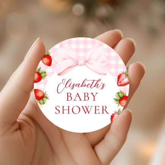 Coquette Strawberry Babydusche Runder Aufkleber