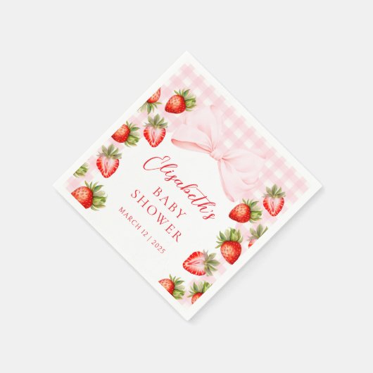 Coquette Strawberry Babydusche Serviette (Ecke)