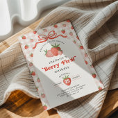 Coquette Strawberry Berry First 1st Birthday Einladung