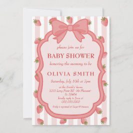 Coquette Strawberry Berry Sweet Pink Baby Shower  Einladung