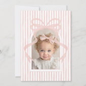 Coquette Strawberry Blush Pink Bow Birthday Foto Einladung (Rückseite)