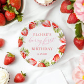 Coquette Strawberry Bow Berry Erster Geburtstag Pappteller