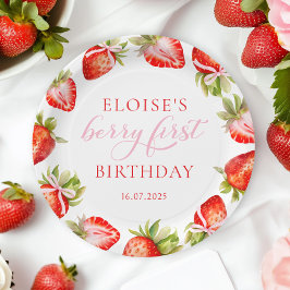 Coquette Strawberry Bow Berry Erster Geburtstag Pappteller