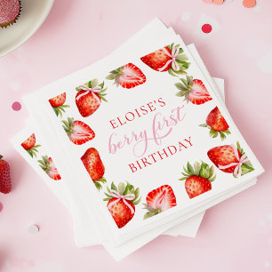 Coquette Strawberry Bow Berry Erster Geburtstag Serviette