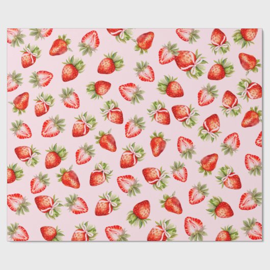 Coquette Strawberry Bow Geschenkpapier (Flach)