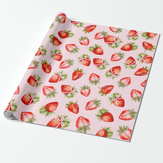 Coquette Strawberry Bow Geschenkpapier (Ungerollt)