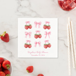 Coquette Strawberry Pink Bow Personalisiert Napkin Serviette