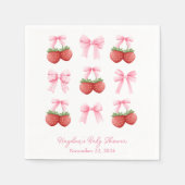 Coquette Strawberry Pink Bow Personalisiert Napkin Serviette (Vorderseite)