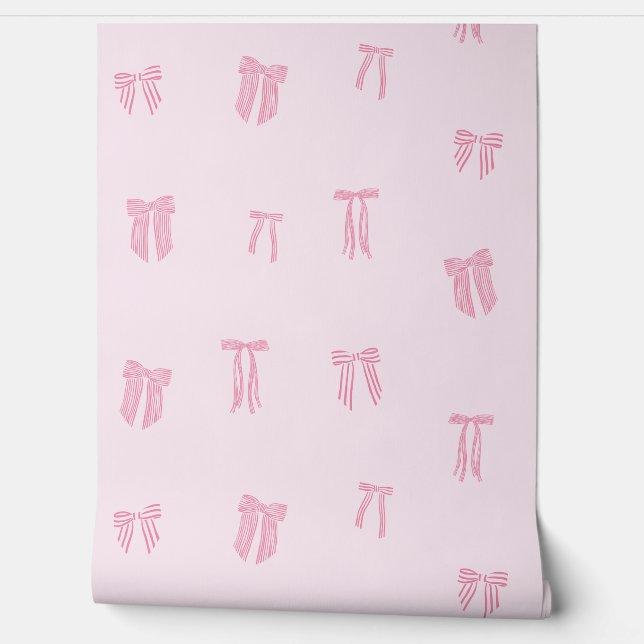 Coquette-Streifen rosa auf hellrosa Tapete (Abrollen)