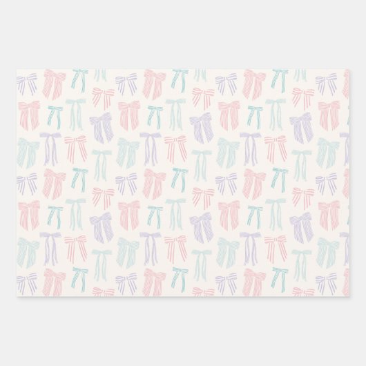 Coquette Streifen rosa Minzlila gelb Geschenkpapier Set (Vorderseite 3)