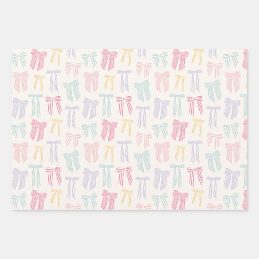 Coquette Streifen rosa Minzlila gelb Geschenkpapier Set (Vorderseite 2)