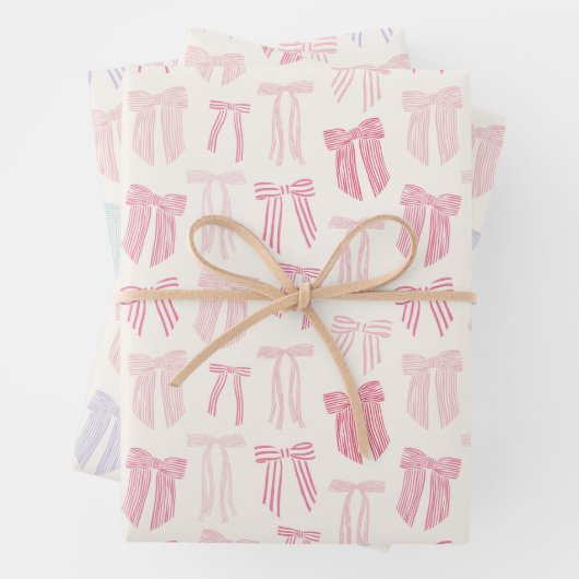 Coquette Streifen rosa Minzlila gelb Geschenkpapier Set (Beispiel)