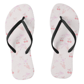 Coquette-Style-Flip-Flops mit Hasen & Kirschen Badesandalen