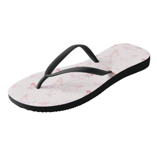 Coquette Style Flip-Flops with Bunnies & Cherries  Badesandalen (Schrägansicht)