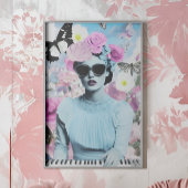 Coquette Style Pink und Blue Retro Pop Kunstgaleri Poster