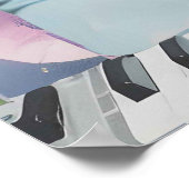 Coquette Style Pink und Blue Retro Pop Kunstgaleri Poster (Ecke)