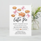 Coquette Süsse Pie Sweet Pink Bow Baby Dusche Einladung (Stehend Vorderseite)