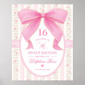 Coquette Sweet 16 Pink Bow Roses Welcome Poster (Vorne)
