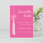Coquette Tassel Bow Pink Class of 2025 Abschluss Save The Date (Stehend Vorderseite)