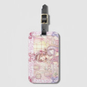 Coquette Tea Time – Pastel Ribbon Gepäckanhänger (Vorderseite Vertikal)