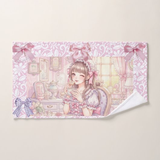 Coquette Tea Time – Pastel Ribbon  Handtuch (Handtuch)