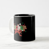 Coquette Teacher Christmas Crayon Frohe Weihnachte Zweifarbige Tasse (Vorderseite Links)