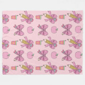 Coquette Teacher Pencil Bows Fleece Blanket Gesche (Vorderseite (Horizontal))