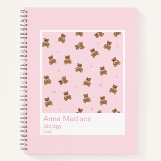 Coquette Teddy Bears Aesthetic Notebook Notizblock (Vorderseite)
