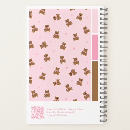 Coquette Teddy Bears Vertical Palette Notebook Notizblock (Rückseite)