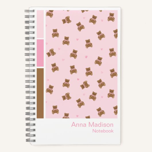 Coquette Teddy Bears Vertical Palette Notebook Notizblock (Vorderseite)