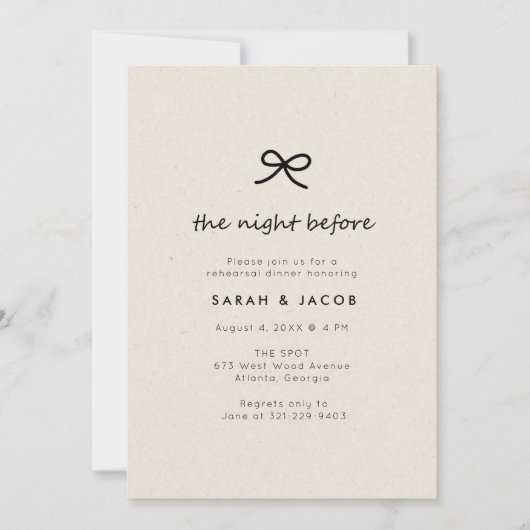 Coquette The Night Before Probe Dinner Einladung (Vorderseite)