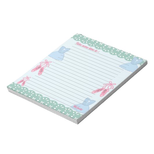 Coquette Theme Ballet Personalisieren Notizblock (Rotiert)