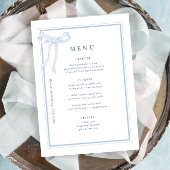 Coquette Toile Blue Bow Brautparty Menükarte