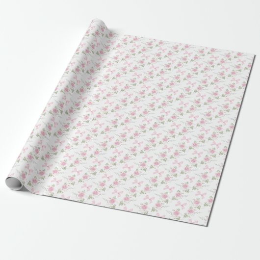 Coquette Toile De Jouy Pink Bow Wrapping Paper Geschenkpapier (Ungerollt)