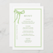 Coquette Toile Green Bow Brautparty Menükarte (Vorne/Hinten)