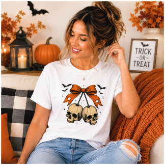 Coquette-Totenkopf-Schleife Halloween-Illustration Tri-Blend Shirt