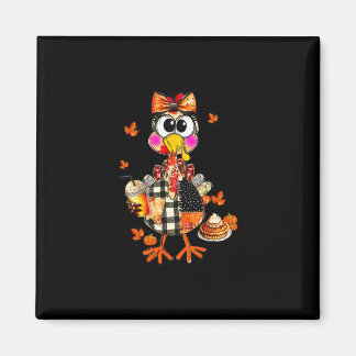 Coquette Turkey Drinking Coffee Bow Thanksgiving T Magnet