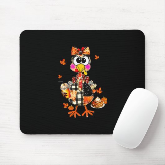 Coquette Turkey Drinking Coffee Bow Thanksgiving T Mousepad (Mit Mouse)