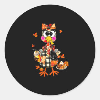 Coquette Turkey Drinking Coffee Bow Thanksgiving T Runder Aufkleber