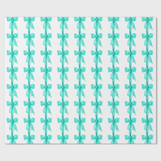 Coquette Turquoise Bows Geschenkpapier (Flach)