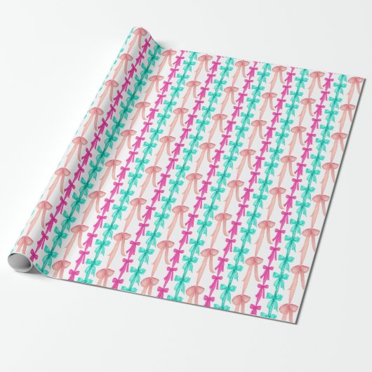Coquette Turquoise & Pink Bows Geschenkpapier (Ungerollt)